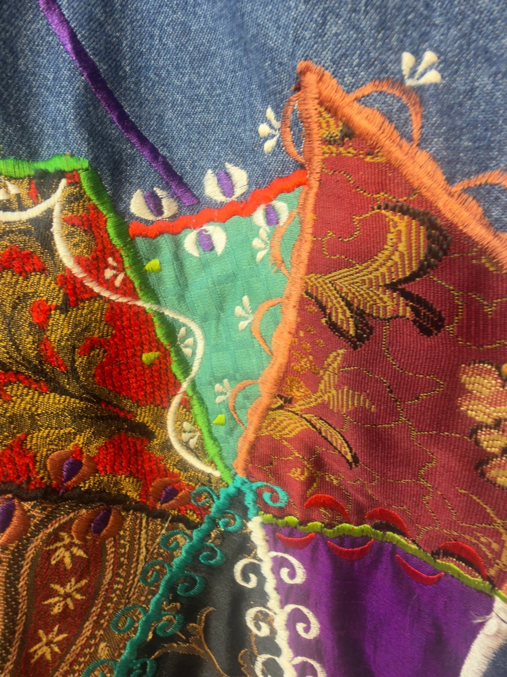 Indigo Multicolor Embroidered Denim Jacket - Picture 2 of 9